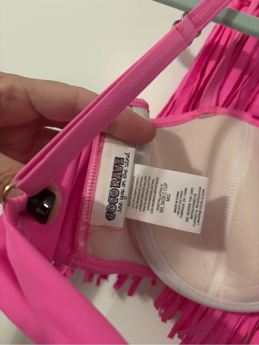 Coco Rave Hot Pink Fringe Bikini Set - Picture 5 of 6